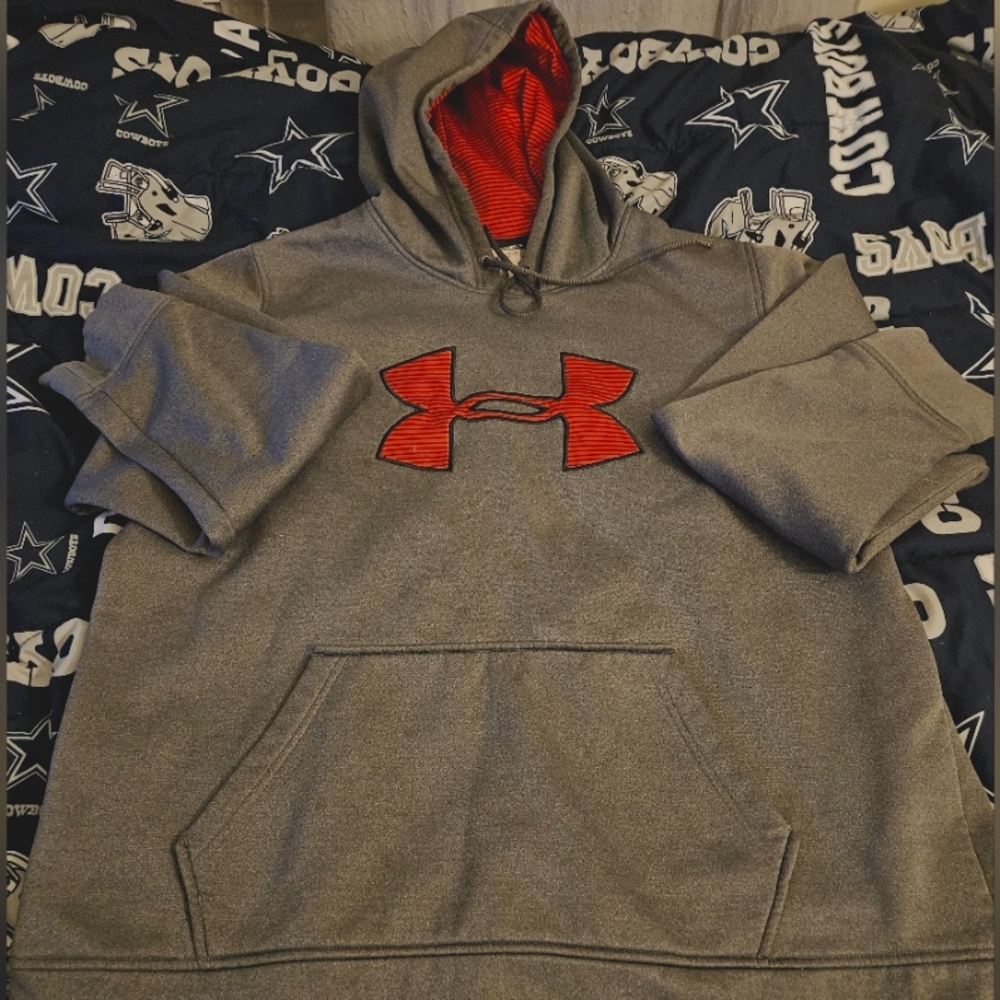 Under Armour Gray Hoodie with Red Logo XL